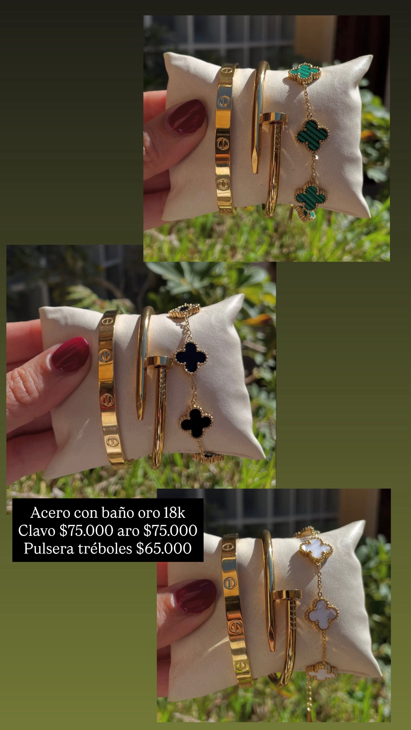 Pulsera acero con baño oro 18k