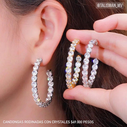 Candongas rodinadas con crystales