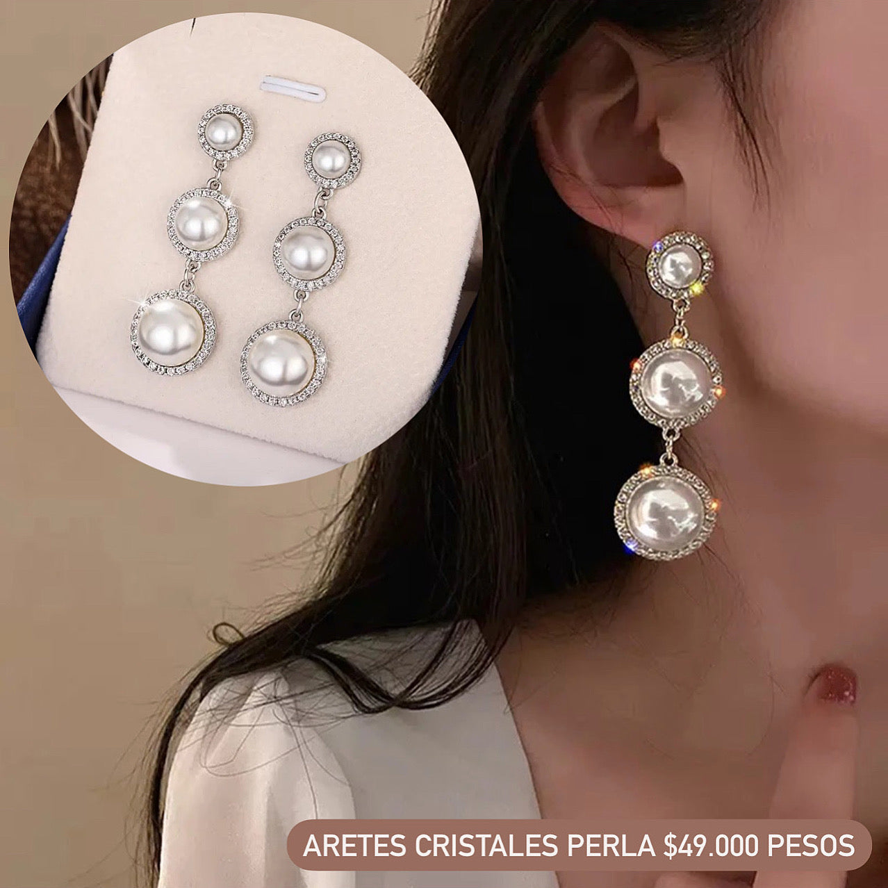 Aretes perlas cristal