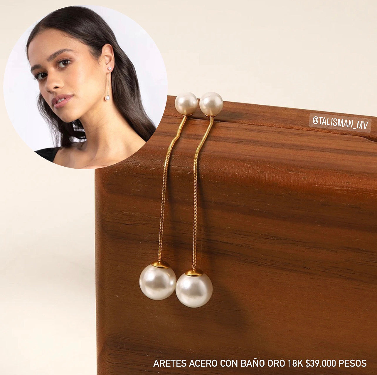 Aretes acero con baño oro 18k