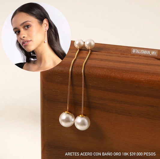 Aretes acero con baño oro 18k