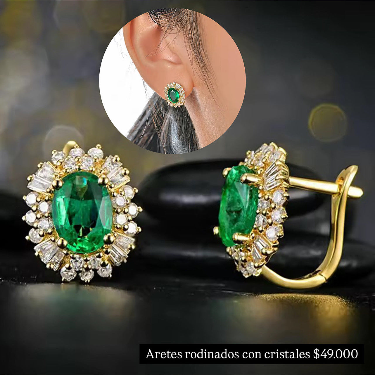 Aretes rodinados con cristales