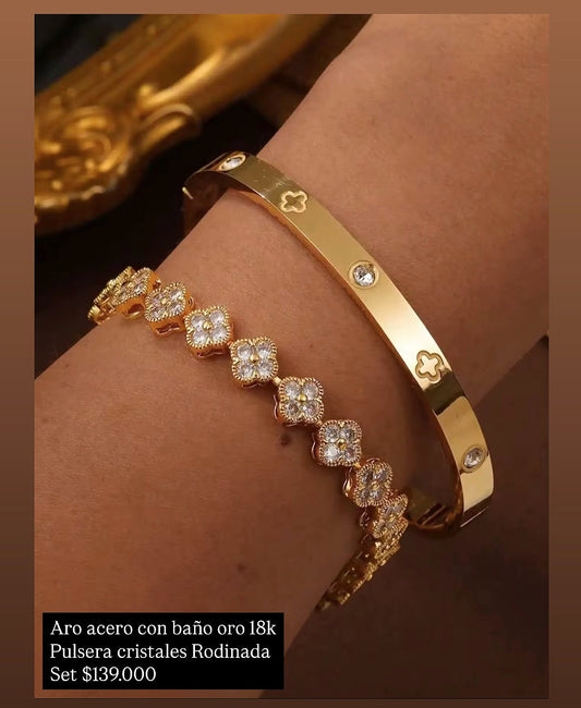 Set de 2 pulseras doradas