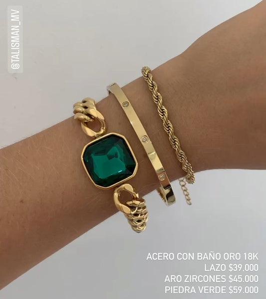 Pulsera acero con baño oro 18k