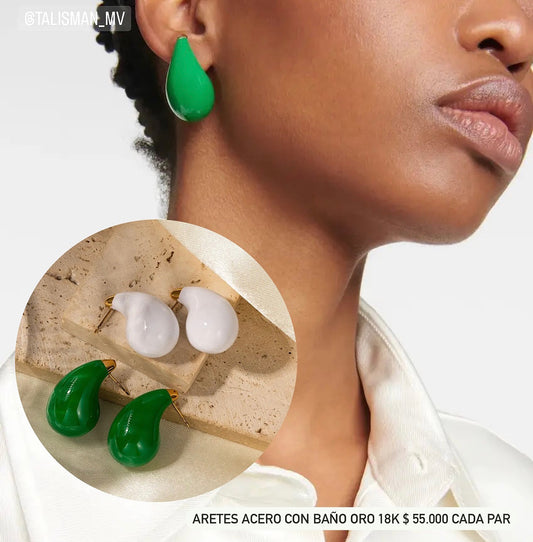 Aretes acero con baño oro 18k