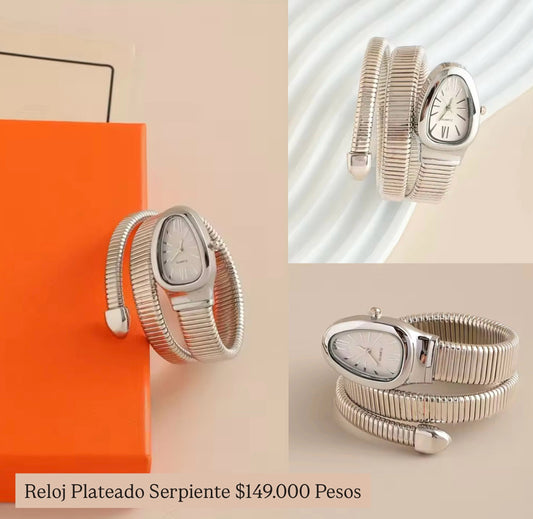 Reloj plateado serpiente
