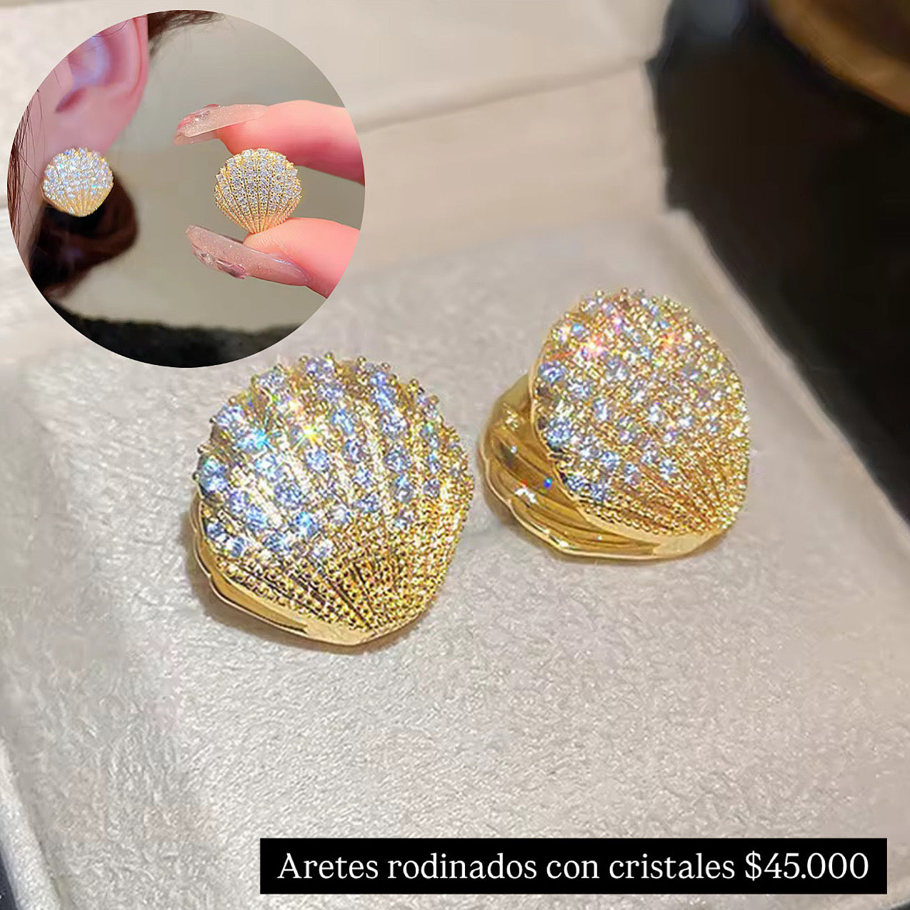 Aretes rodinados con cristales