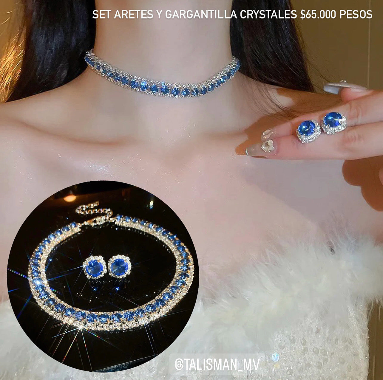 Set aretes y collar cristales