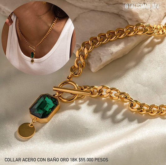 Collar acero con baño oro 18k