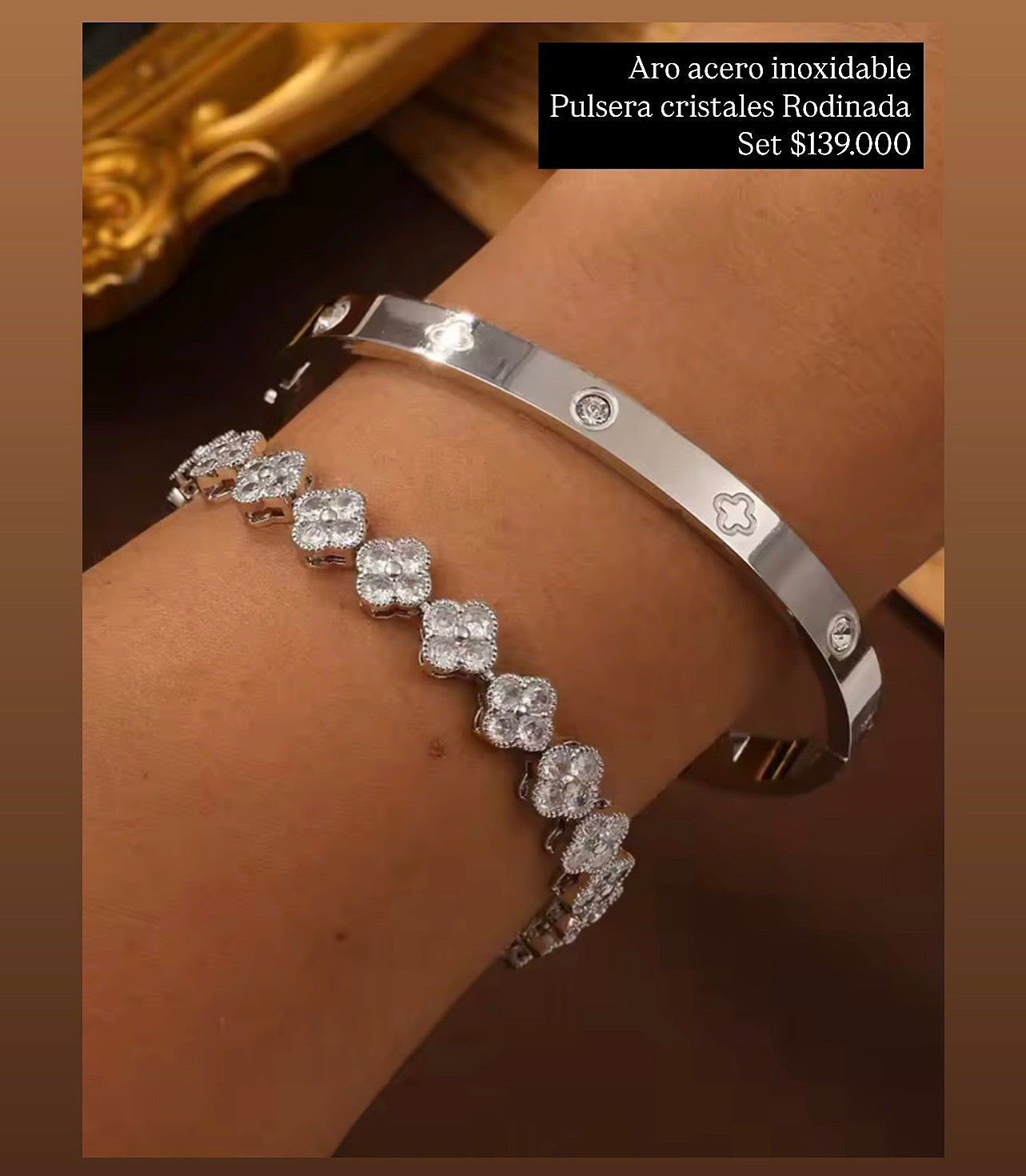 Set de 2 pulseras plateadas