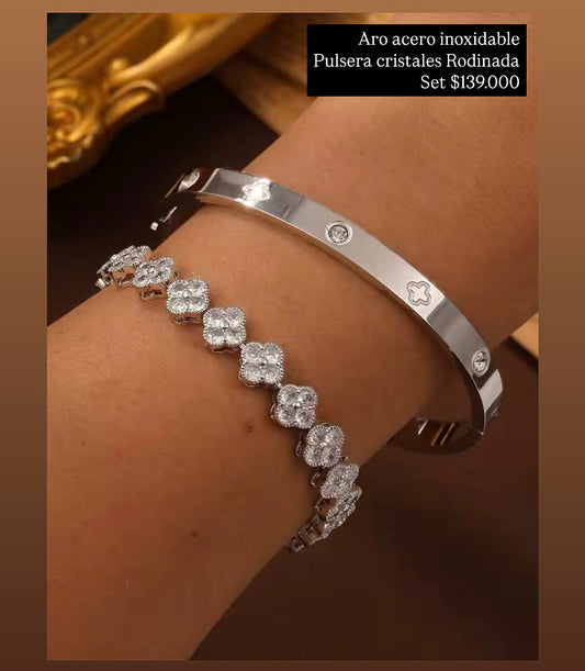 Set de 2 pulseras plateadas