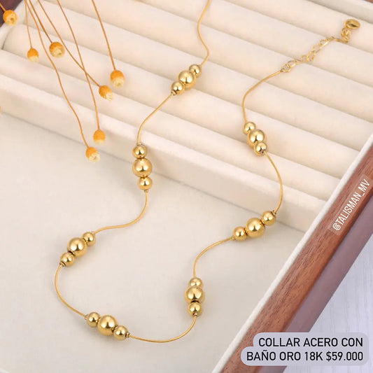 Collar acero con baño oro 18k