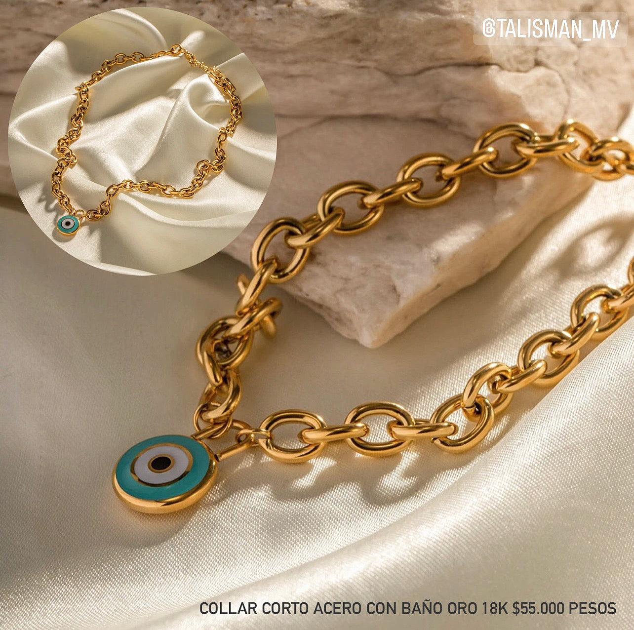 Collar acero con baño oro 18k