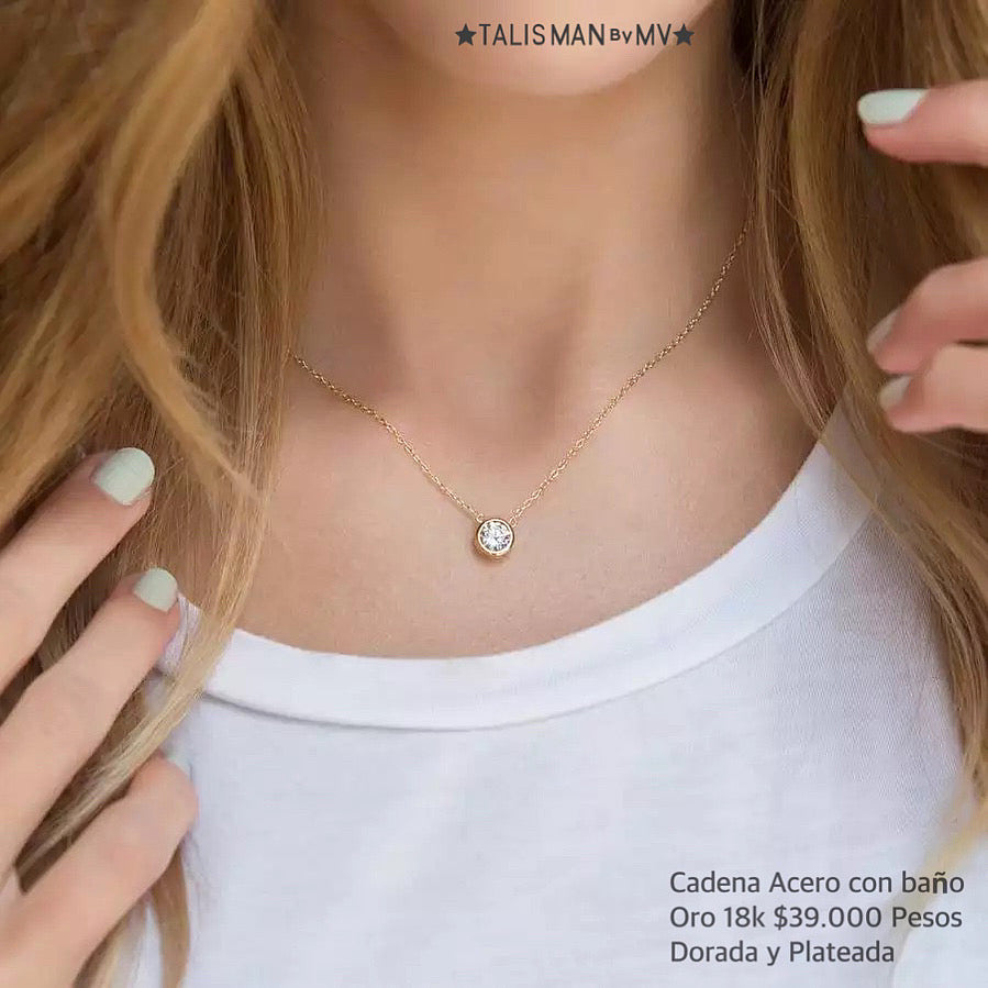 Cadena acero con baño oro 18k