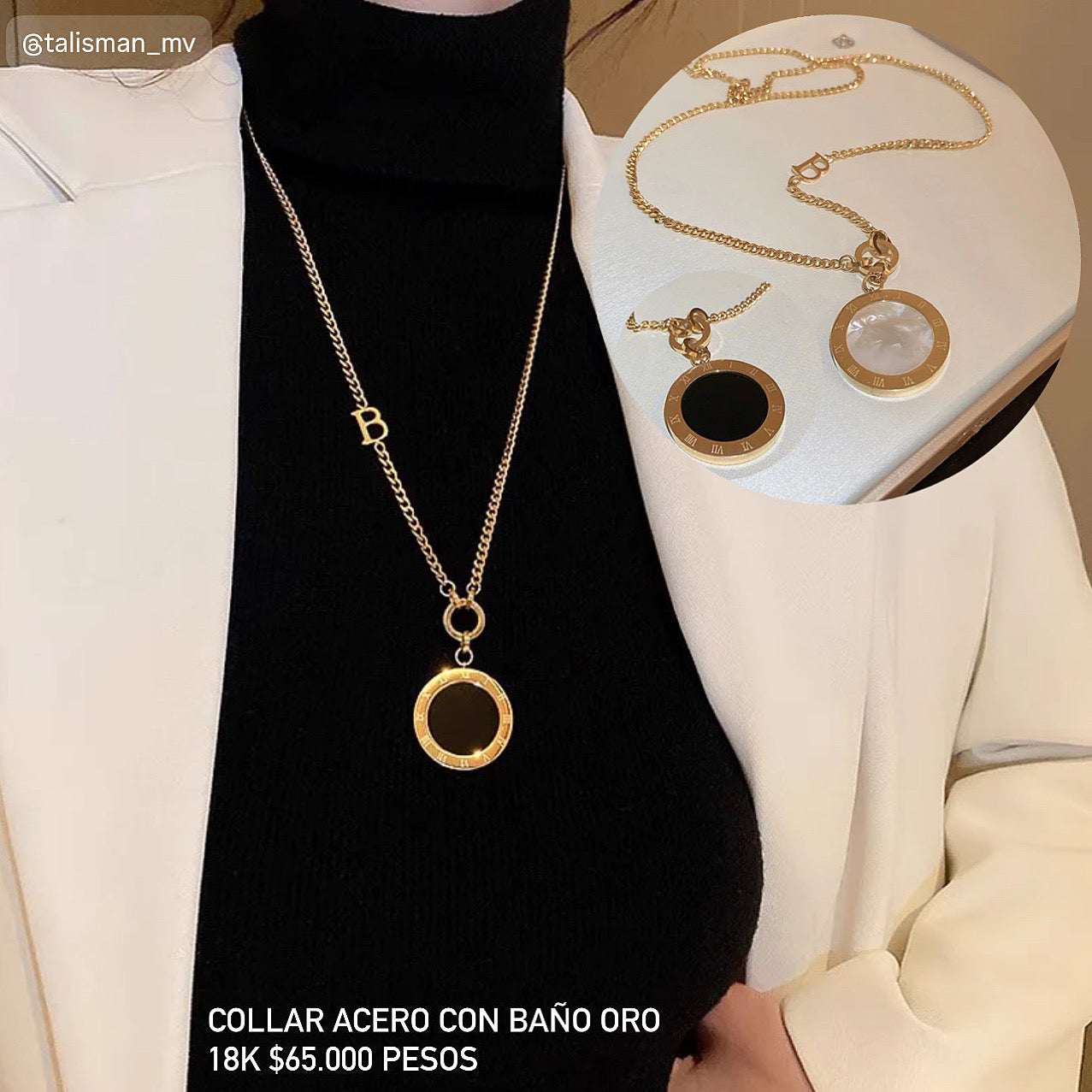 Collar acero con baño oro 18k