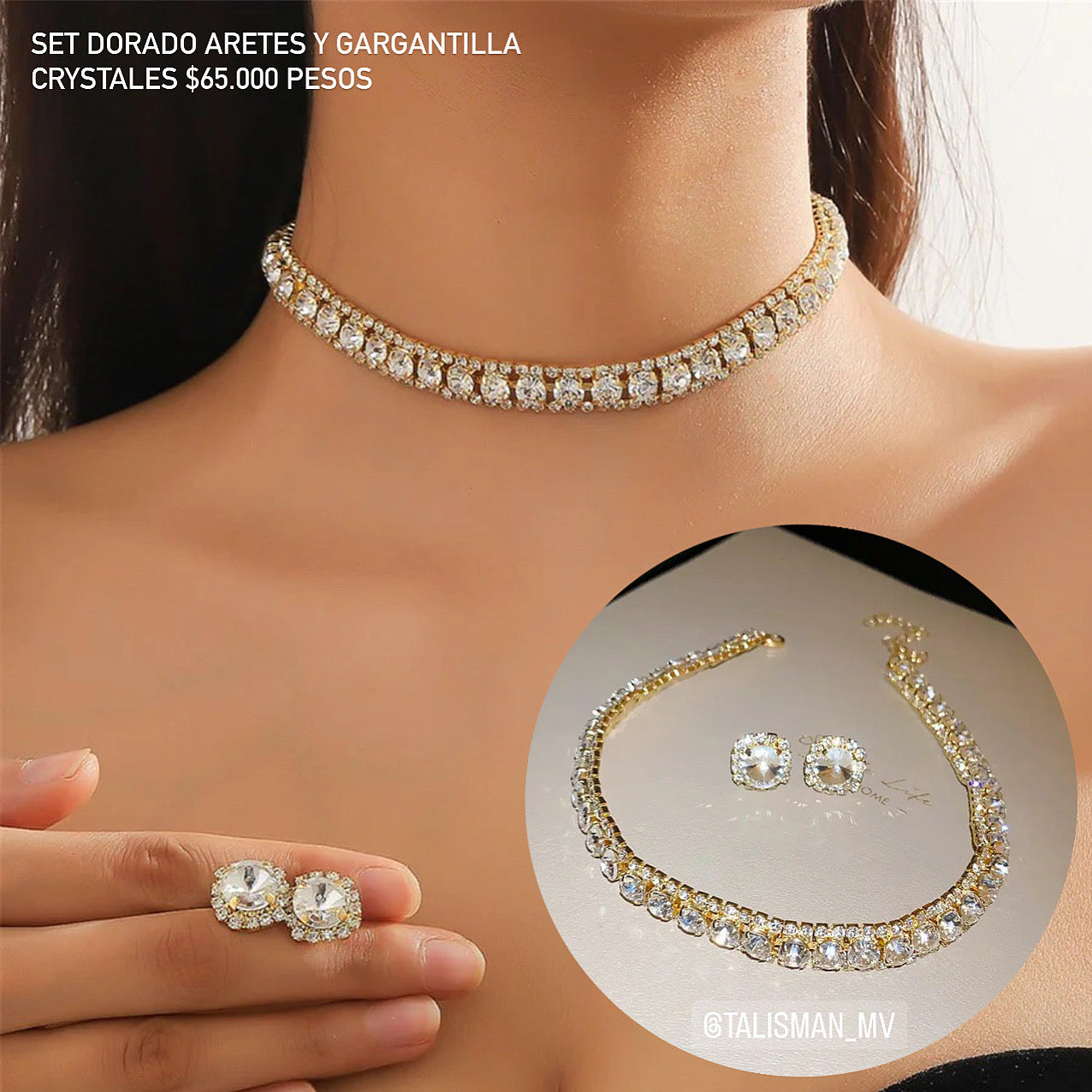 Set gargantilla y aretes crystales
