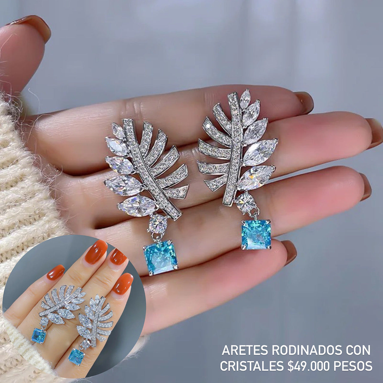 Aretes rodinados con cristales