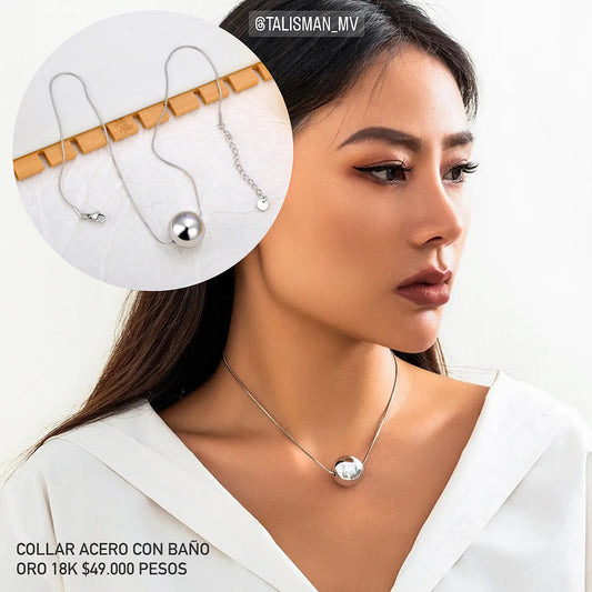 Collar acero con baño oro 18k
