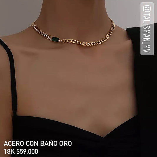 Collar acero con baño oro 18k