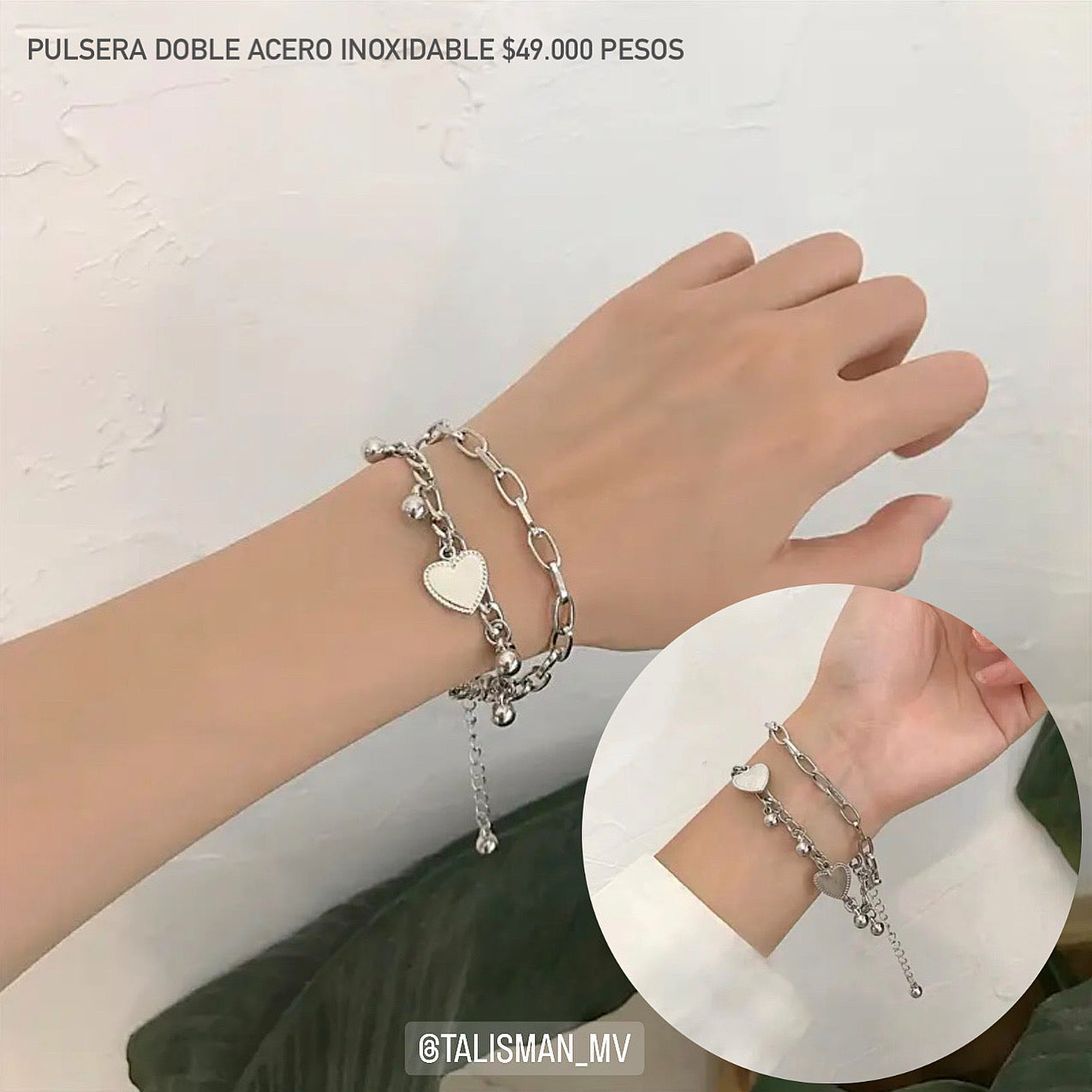 Pulsera doble acero inoxidable