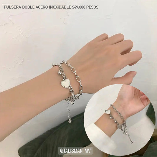 Pulsera doble acero inoxidable