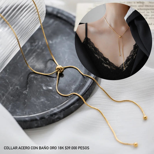 Collar acero con baño oro 18k