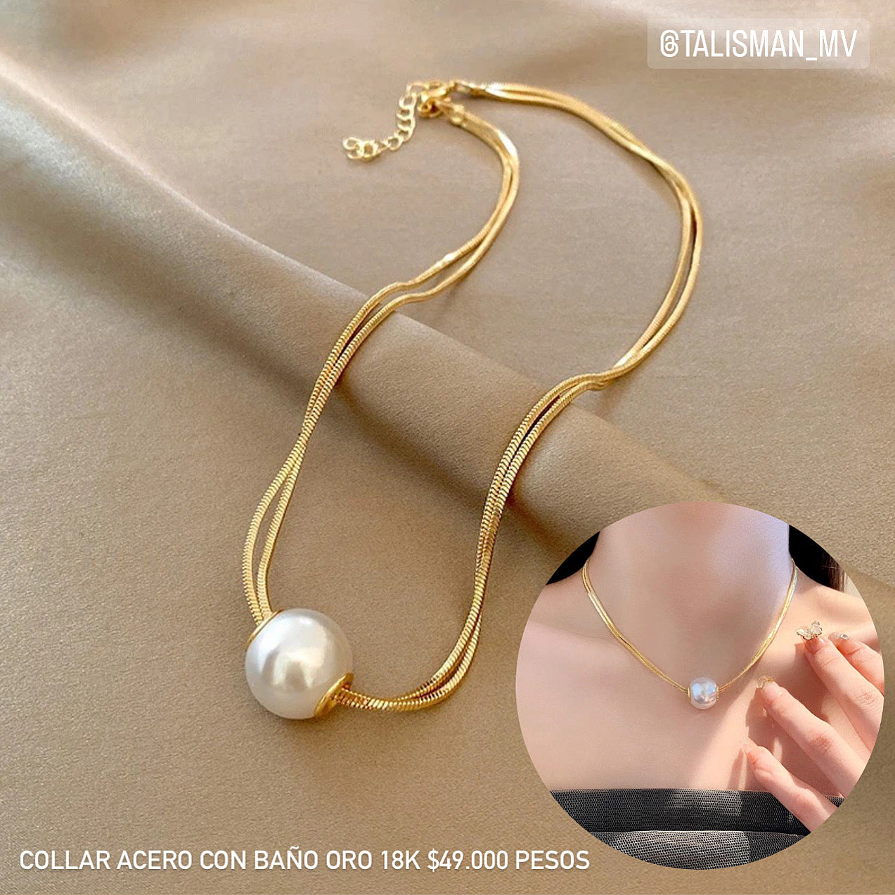 Collar acero con baño oro 18k