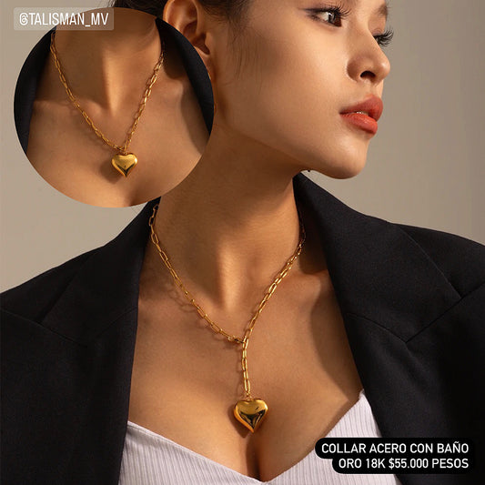 Collar acero con baño oro 18k