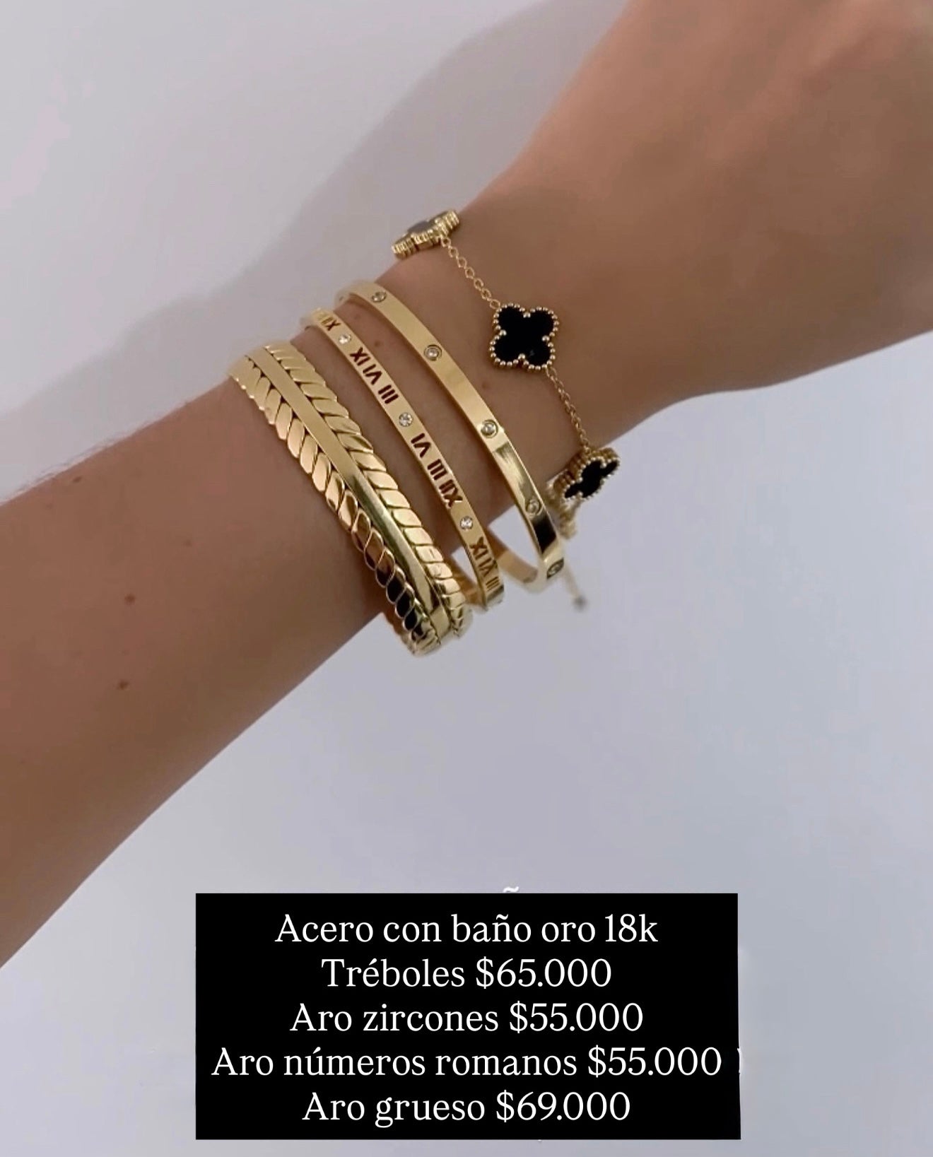 Pulsera acero con baño oro 18k