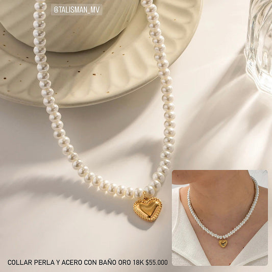 Collar acero con baño oro 18k