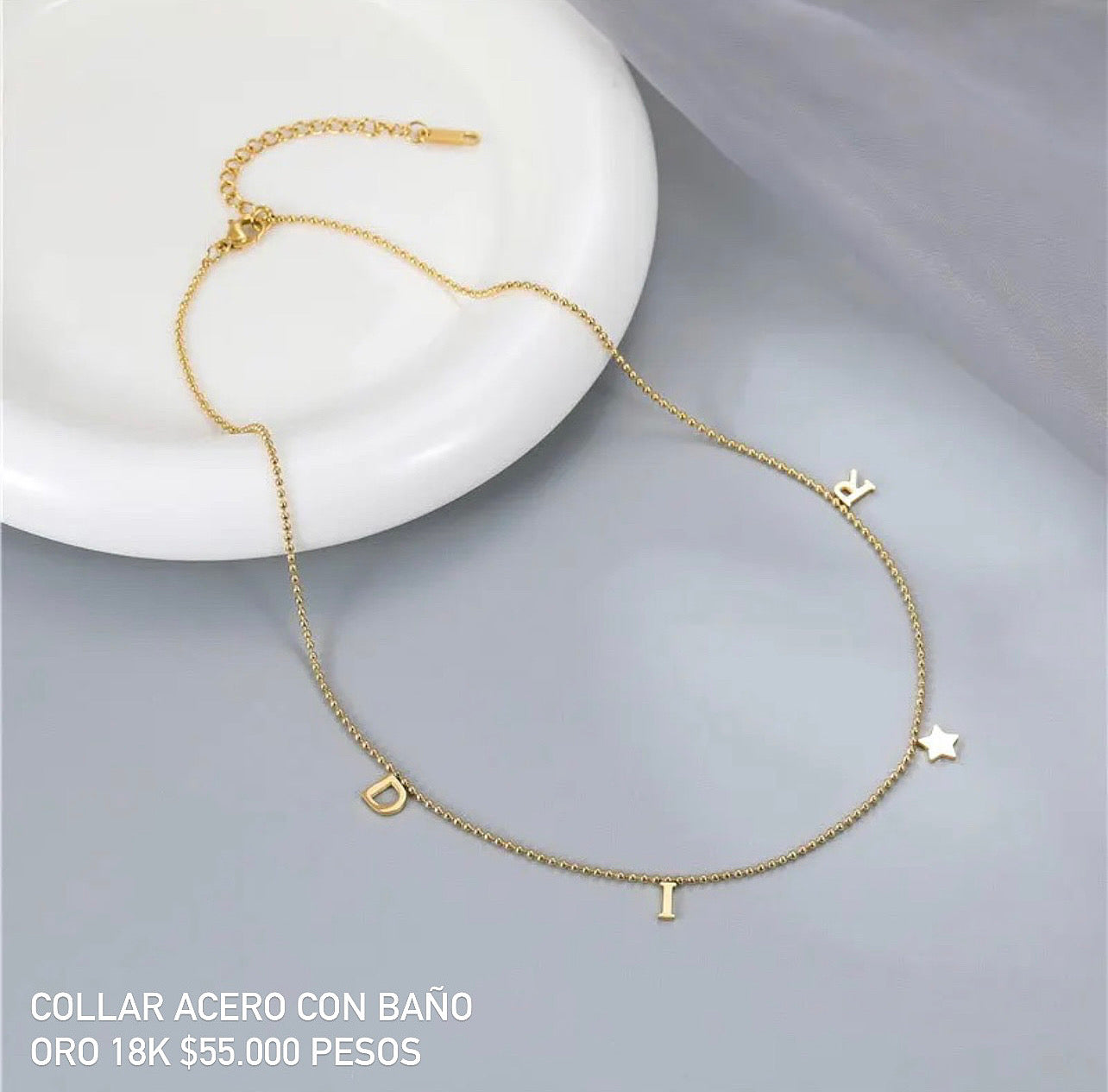 Collar acero con baño oro 18k