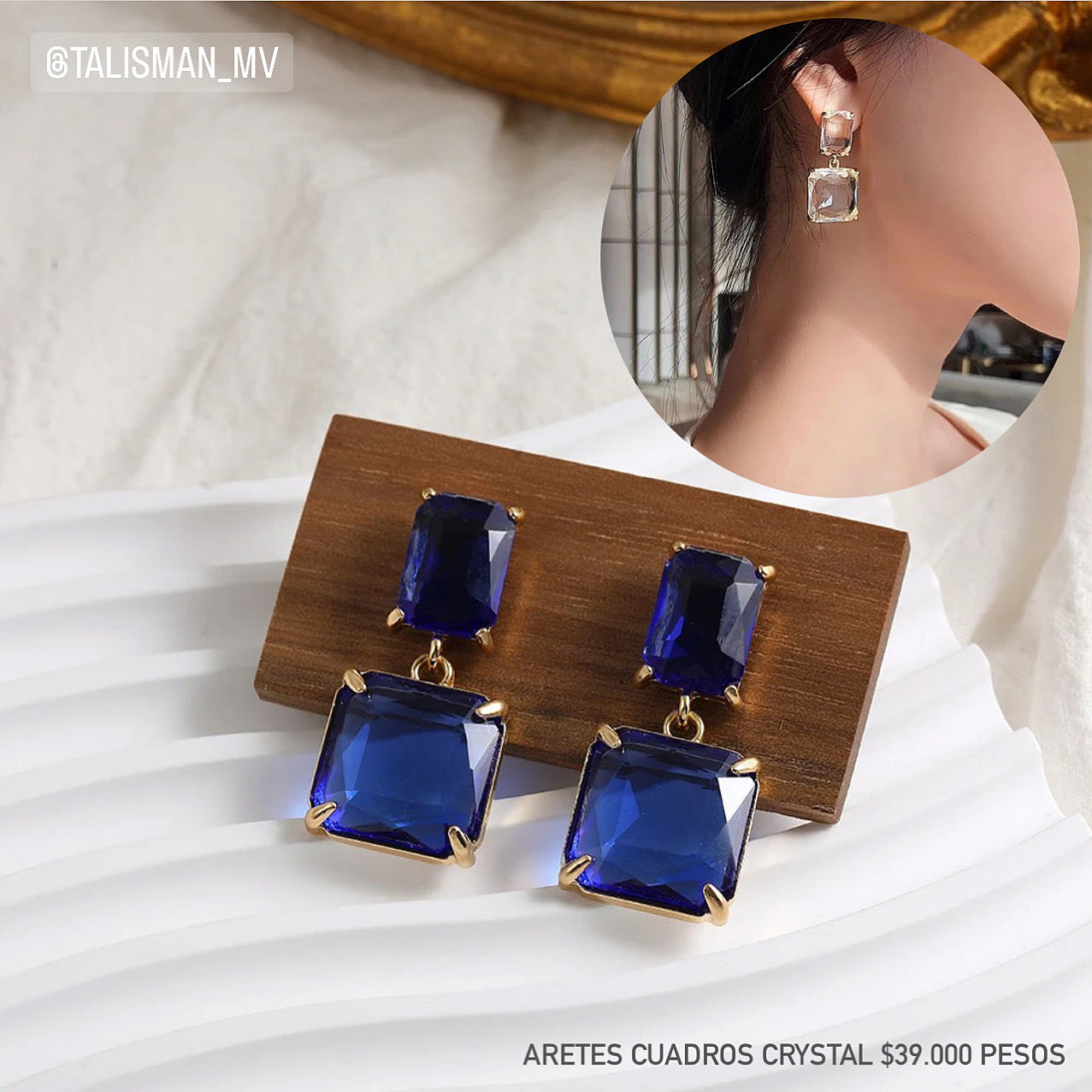 Aretes cuadros crystales