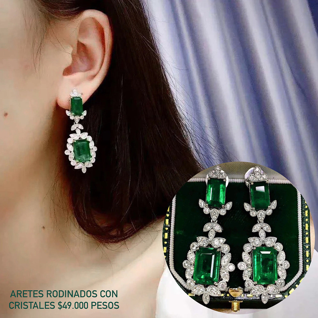 Aretes rodinados con cristales