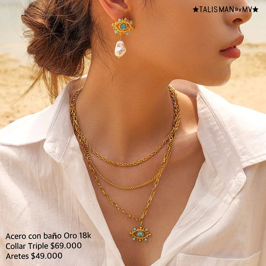 Acero con baño oro 18k