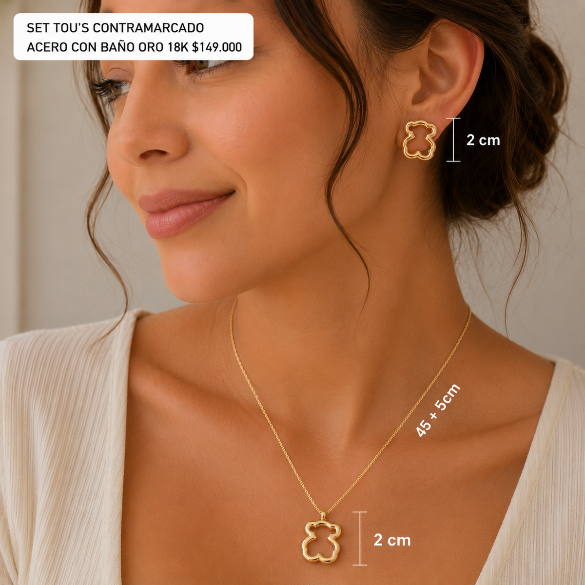 Set contramarcado acero con baño oro 18k