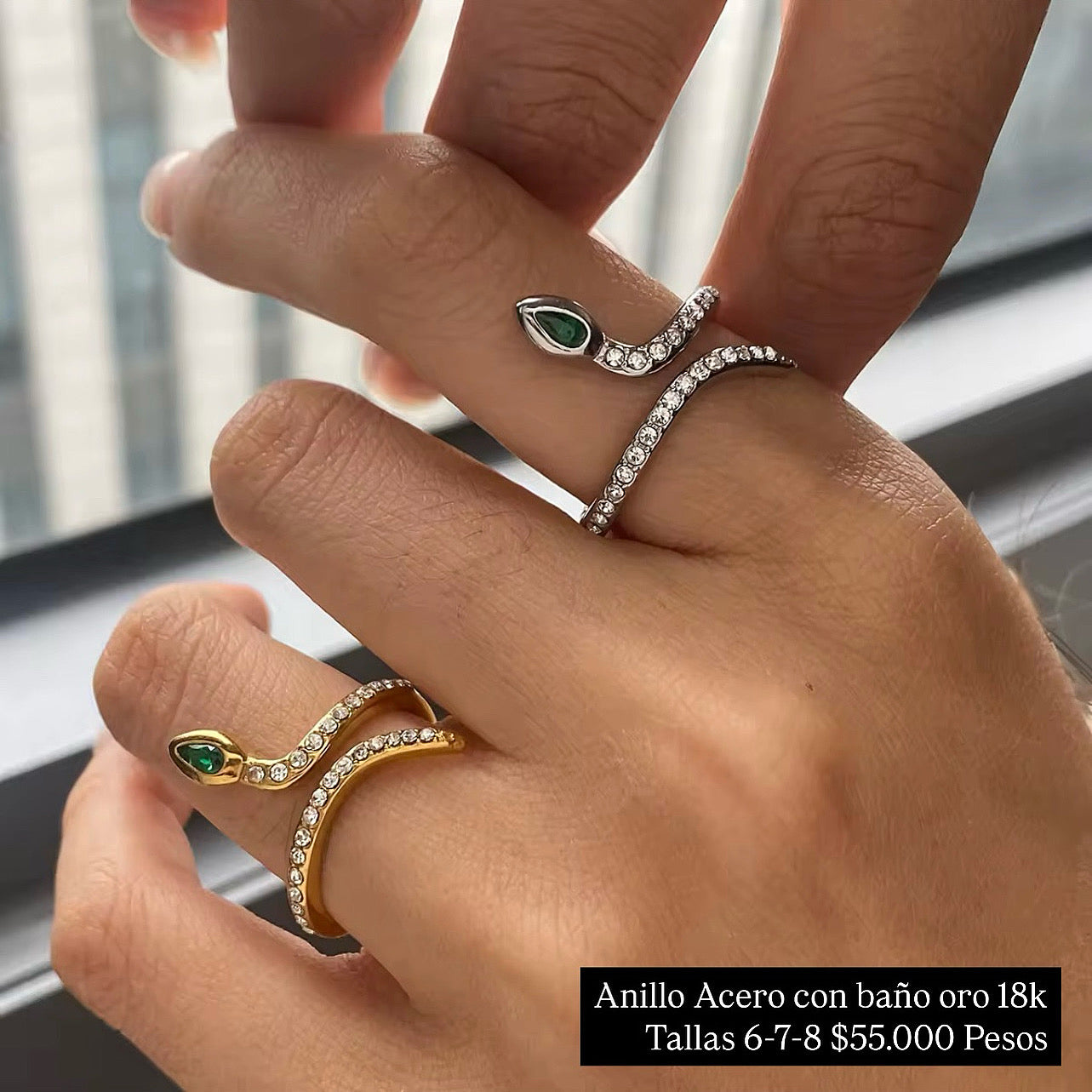 Anillo acero con baño oro 18k