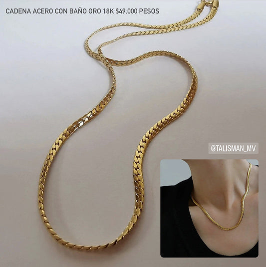 Collar acero con baño oro 18k