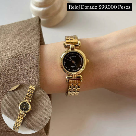 Reloj redondo dorado