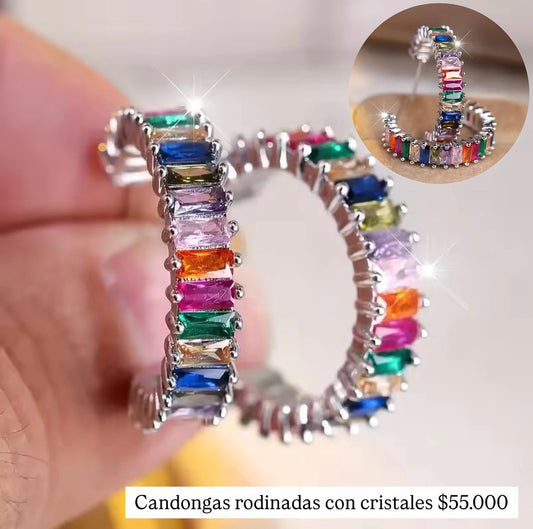 Candongas rodinadas con cristales