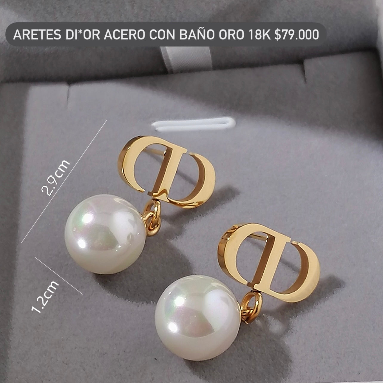 Aretes acero con baño oro 18k