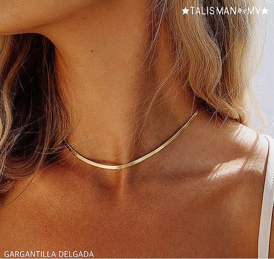 Gargantilla Acero con baño oro 18k