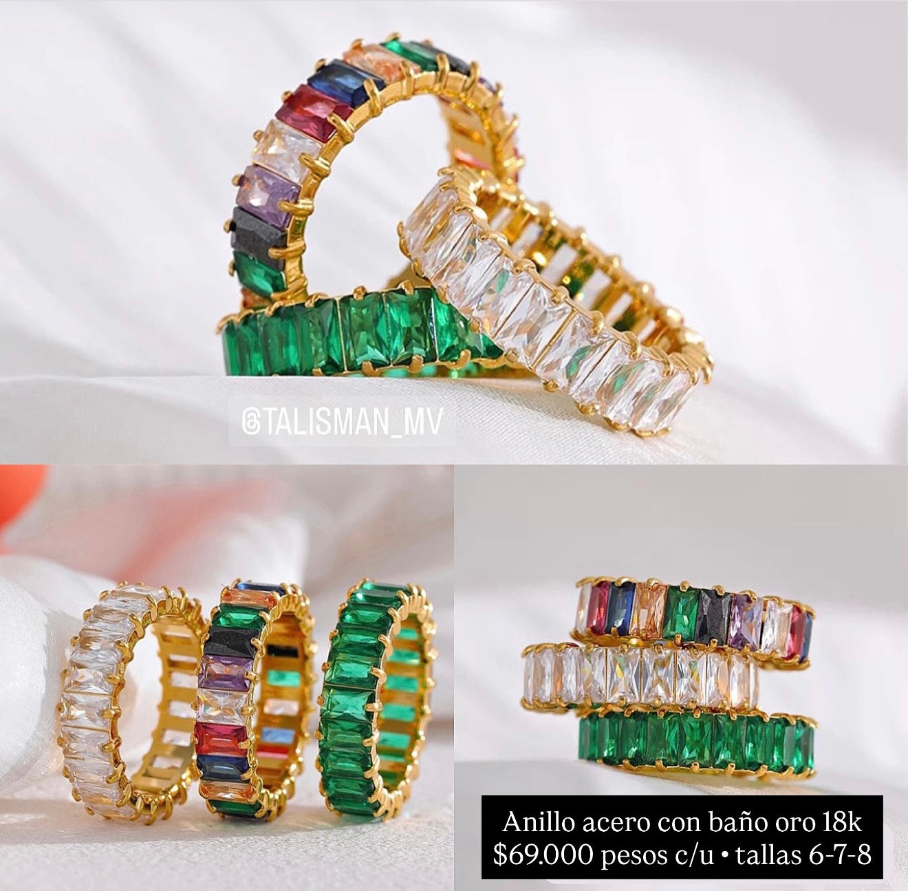 Anillo acero con baño oro 18k