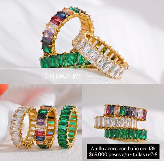 Anillo acero con baño oro 18k