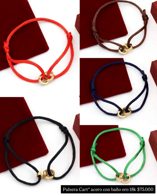 Pulsera tipo cart acero con baño oro 18k
