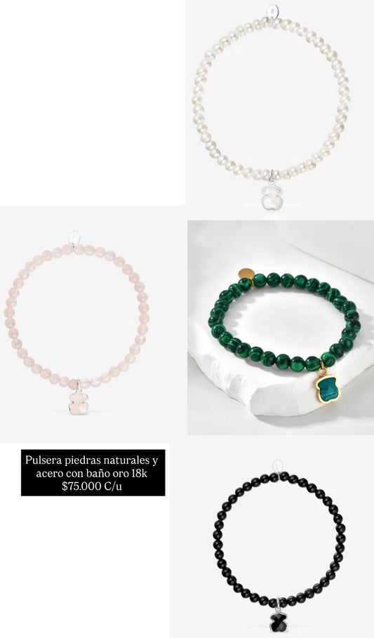 Pulsera piedras naturales y acero contramarcada