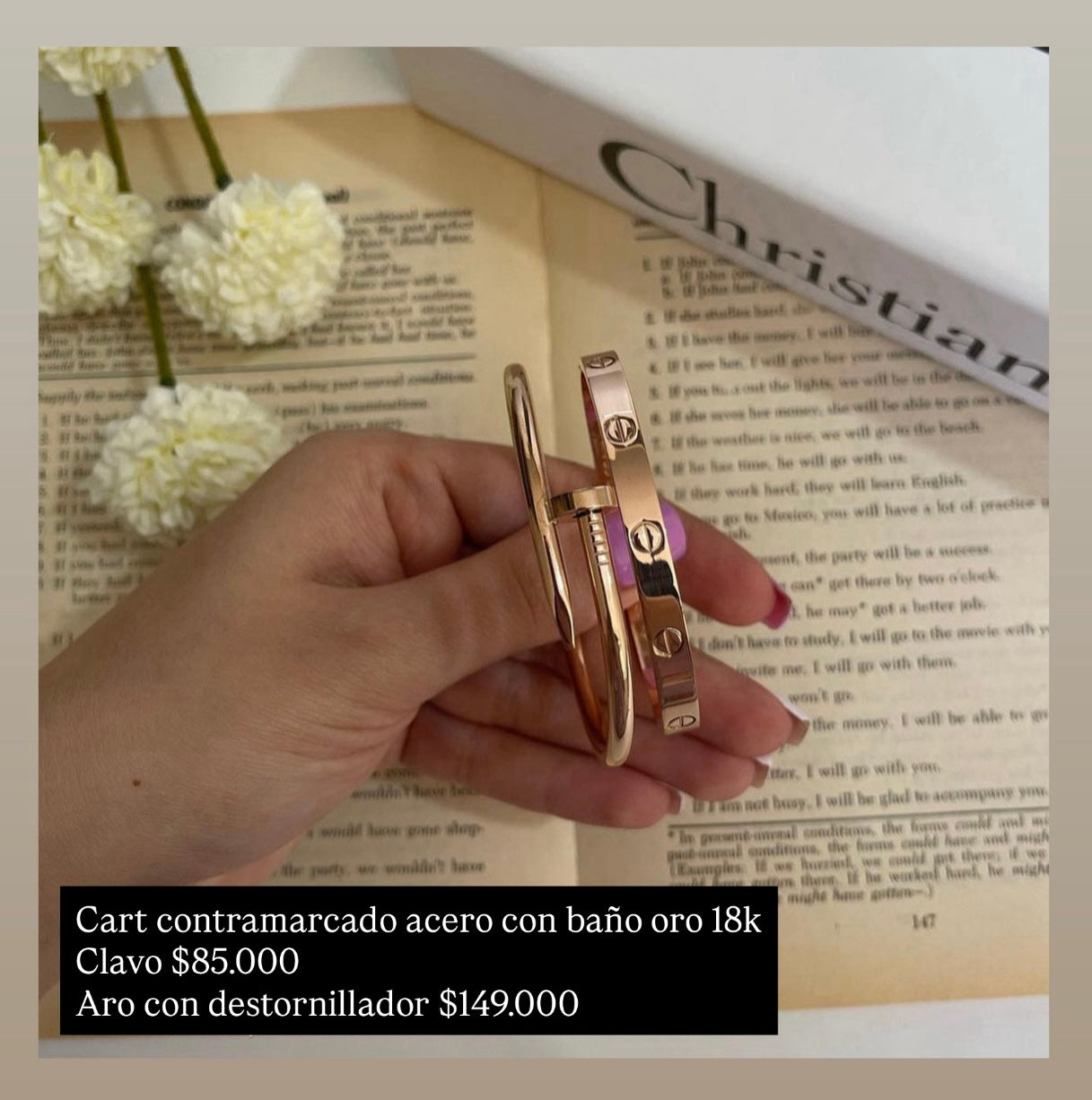 Acero con baño oro 18k oro rosa (contramarcados)