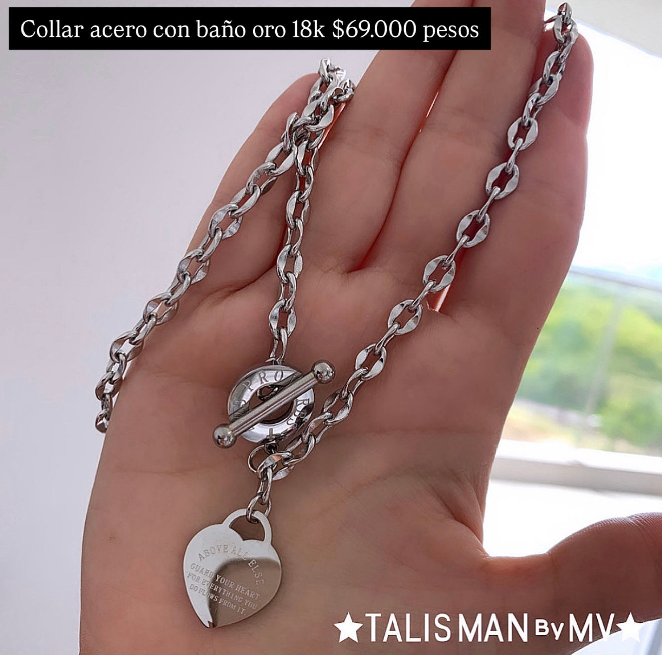 Collar acero con baño oro 18k