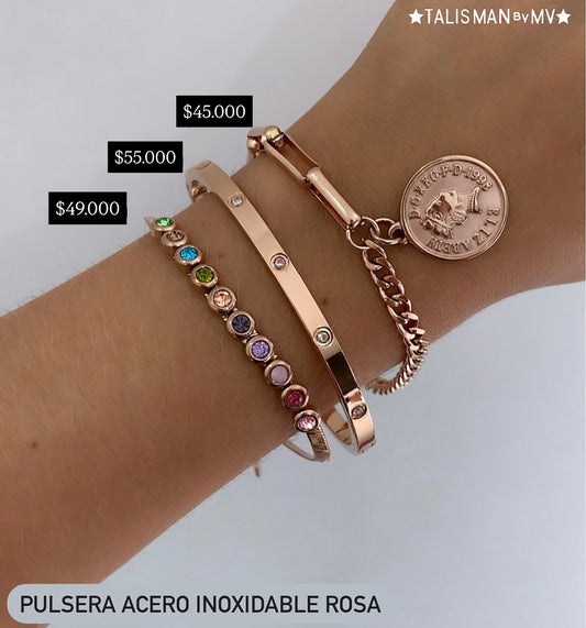Brazalete acero inoxidable rosa