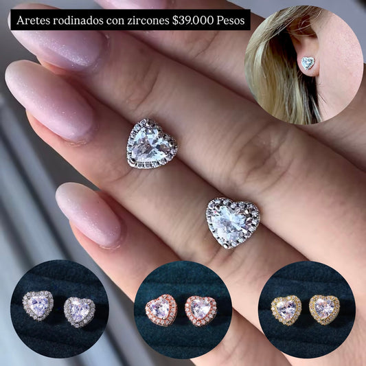 Aretes rodinados con zircones