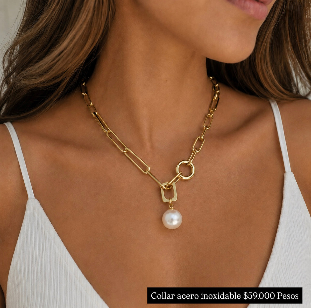 Collar Acero con baño Oro 18k
